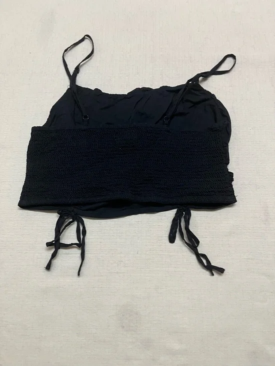 Urban Outfitters M black cotton ruched cropped tank top - Picture 5 of 11